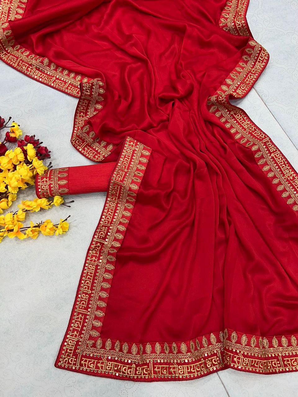 Vanshaft Enterprise Sada saubhagyavati Fancy Rangoli Silk Cording Sequence Lace Work Saree For Women With Blouse   